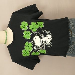 Snoopy & Shamrocks Crop Tee Peanuts T Shirt Saint Patrick's Day Celebrate Irish
